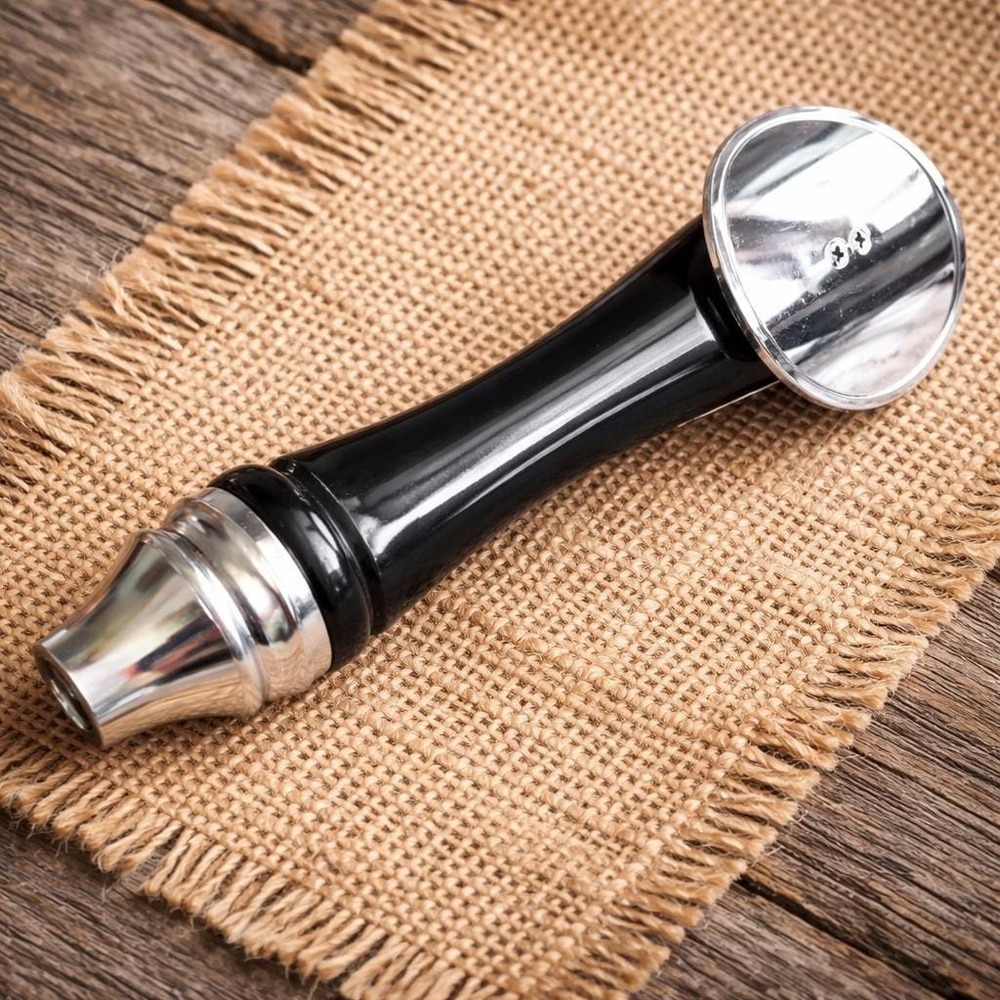 Taphandles Large Pub Beer Tap Handle Black Silver Round Shield STK05-0004-0 Used